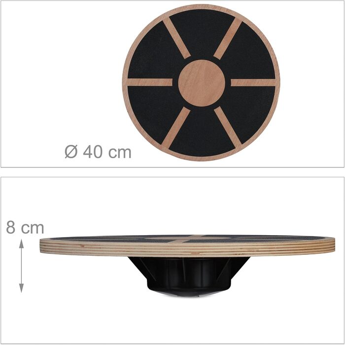 Дерев'яна баланс-дошка Relaxdays 8 x 40 см, Натуральний/Чорний