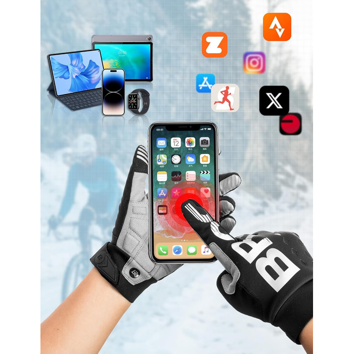 Велосипедні рукавички ROCKBROS для жінок та чоловіків, зимові, з Thinsulate, теплі, сенсорні, для MTB, катання, альпінізму, бігу та активного відпочинку, XL