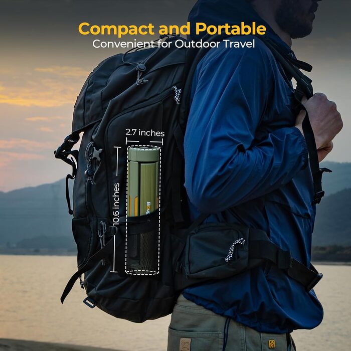 Ліхтар кемпінговий BougeRV 15600mAh, перезарядна лампа для кемпінгу, регульована висота та кут, IP54, водонепроникний, для кемпінгу, подорожей, надзвичайних ситуацій, зелений