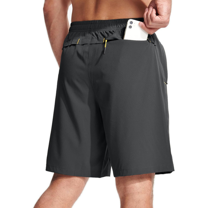 Шорти спортивні чоловічі MAGCOMSEN, шорти для тренувань, туризму та фітнесу, швидковисихаючі, з кишенями на блискавці (темно-сірий, 36)