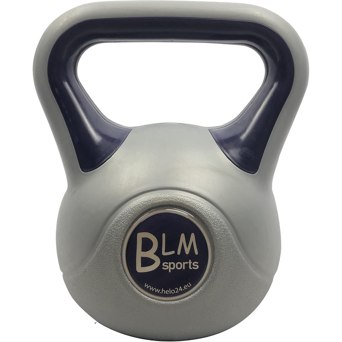 Гиря для фітнесу 12 кг, пластикова, Kettlebell, чорна