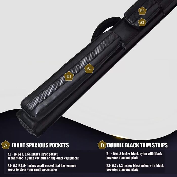 Чемпіон Більярдний кий, Нейлон/Штучна шкіра, 2 x 3 x 4 3X4 кейс для більярдних київ, чорна штучна шкіра