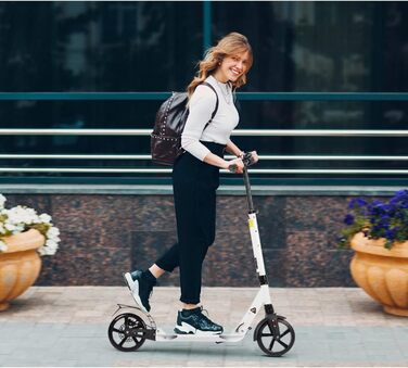 Дитячий та дорослий електричний самокат-трюк з подвійною амортизацією, складний, 200 мм колеса, білий
