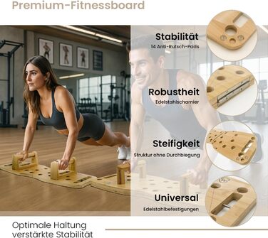 Бамбукова дошка для віджимань Amplitude Lite Premium Push Up Board (65 см) - складана, стабільна, з гумками та інструкцією 30 в 1