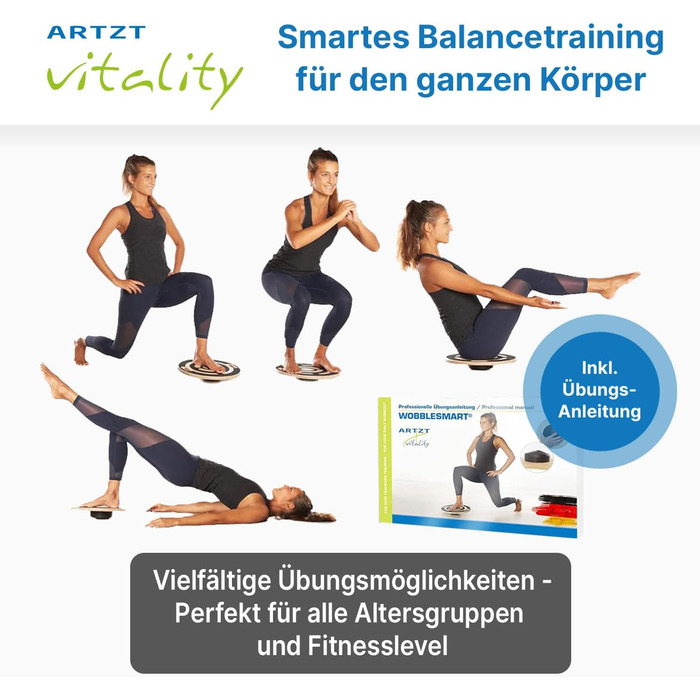 ARTZT vitality Wobblesmart балансборд для реабілітації, профілактики та тренувань, регульований рівень складності, 39 см