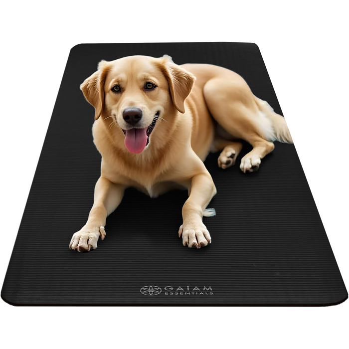 Yogamat Gaiam Essentials, товстий (1 см) чорний, 183x61 см, з ременем для транспортування - для йоги та фітнесу