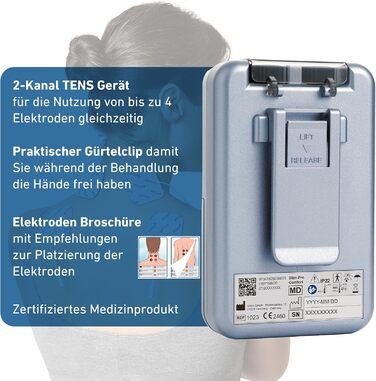 Пристрій TENS Axion STIM-PRO Comfort для терапії болю - комплект з 4 електродів 5x5 см | Reizstromgerät для лікування артрозу, артриту, болю в шиї, спині та суглобах | Сертифікований медичний продукт