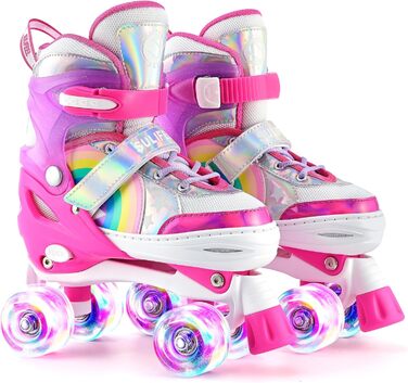 Роликові ковзани SULIFEEL Rainbow Unicorn для дітей з підсвічуванням, розмір S (28-31 EU)