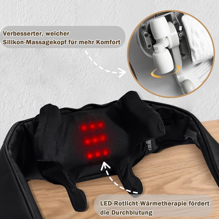 Масажер для шиї та спини Joyset Shiatsu 4D з підігрівом, бездротовий, для зняття болю та розслаблення м'язів. Подарунок для жінок та чоловіків