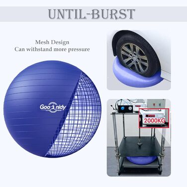 Великий фітнес-м'яч для занять гімнастикою та йогою, XL (68-75 см), витримує до 1000 кг, з насосом, синій