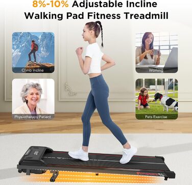 CITYSPORTS Біговий тренажер з нахилом 10%, електричний біговий килимок для дому та офісу, швидкість 1-6 км/год, 440W тихий мотор, LED-дисплей, Bluetooth, амортизація, вантажопідйомність 110 кг