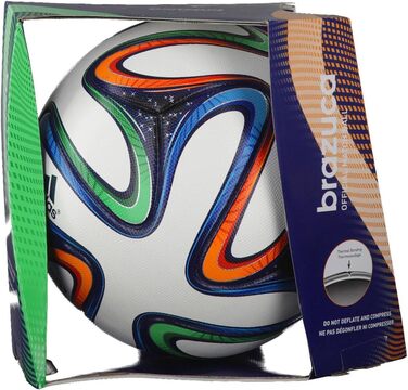 Офіційний футбольний м'яч adidas Brazuca, розмір 5, білий/синій/кольоровий