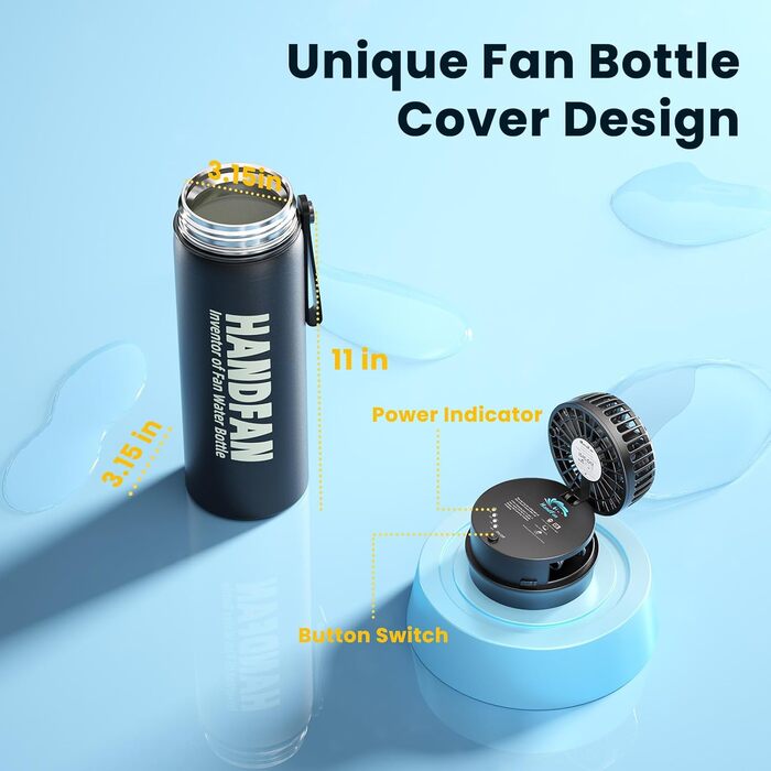 Спортивна термос-пляшка HandFan з нержавіючої сталі, 710 мл, чорна, ізольована, без BPA, герметична, для газованої води, для велосипеда, школи та фітнесу