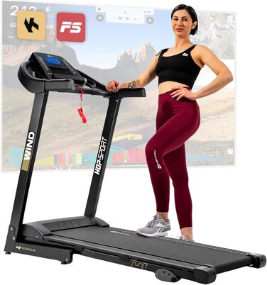 Бігова доріжка Hop-Sport HS-1000LB для дому, електрична, складана, 0.8–14 км/год, мотор 2.0 к.с., до 150 кг, сіра