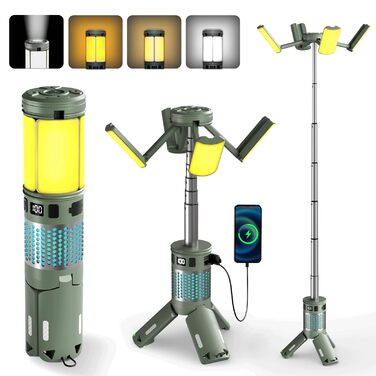Ліхтар кемпінговий акумуляторний Teleskop Campinglampe 12000 mAh, багатофункціональний, магнітний, водонепроникний IPX5 для кемпінгу та подорожей