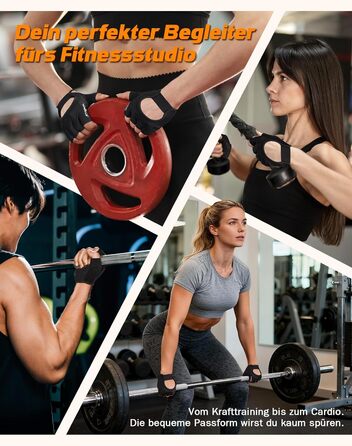 Фітнес рукавички ATERCEL для жінок та чоловіків - неслизькі дихаючі рукавички для тренувань з преміальним зчепленням та захистом долонь для силових тренувань, спортзал, воркаут, тренування. Чорний колір