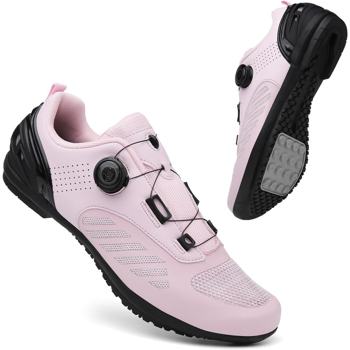 Жіночі велотуфлі для шосе та гірського велосипеда з поворотним диском, неслизькі, легкі, рожеві, 41 EU