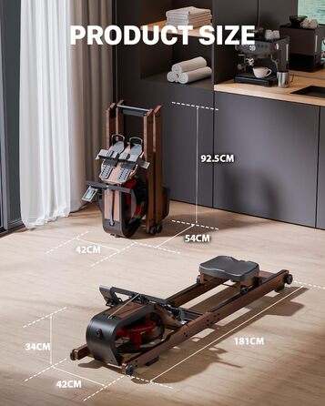 Гребний тренажер Aeriflo W200: Складний дерев'яний тренажер для дому з Bluetooth монітором та зручним сидінням