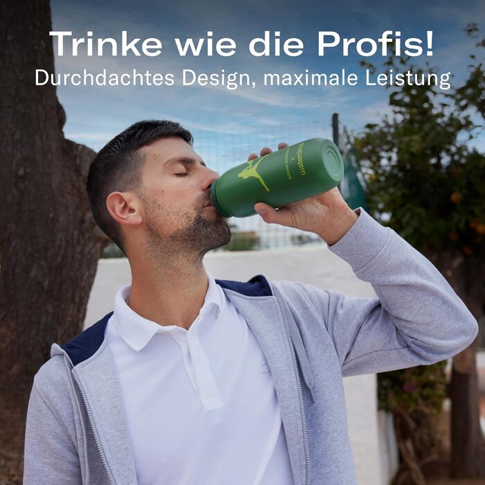 Термос пляшка waterdrop MICRODRINK x Novak Djokovic 600 мл, ізольована сталева пляшка для напоїв, 24 год холоду, 12 год тепла, герметична та ударостійка