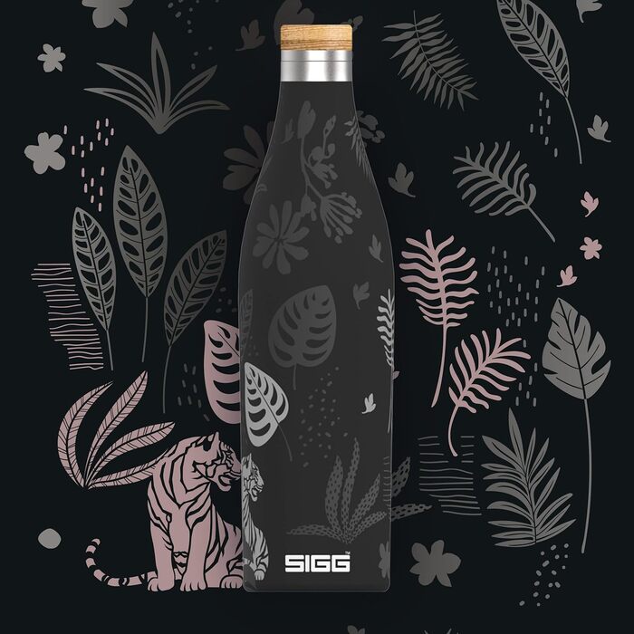 Термобутилка SIGG Meridian Sumatra Tiger 0.5 л, герметична, з подвійними стінками з нержавіючої сталі, бамбукова кришка, BPA та пластику не містить