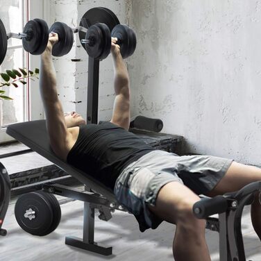 ArtSport Hantelbank Set ProfiGym 1000: 3in1 (60 кг) - Розкладна тренажерна лава для силових тренувань, чорна
