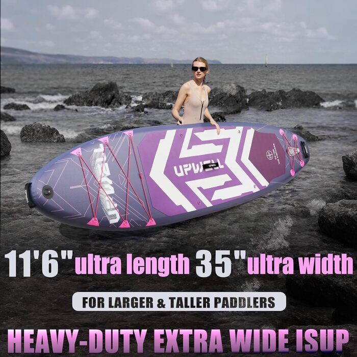 SUP-дошка Upwell 350x89 см з сидінням, надувна дошка для SUP-серфінгу (2+1) для дорослих та підлітків, фіолетова. Комплект: рюкзак, весло, ліш, насос, плавники.