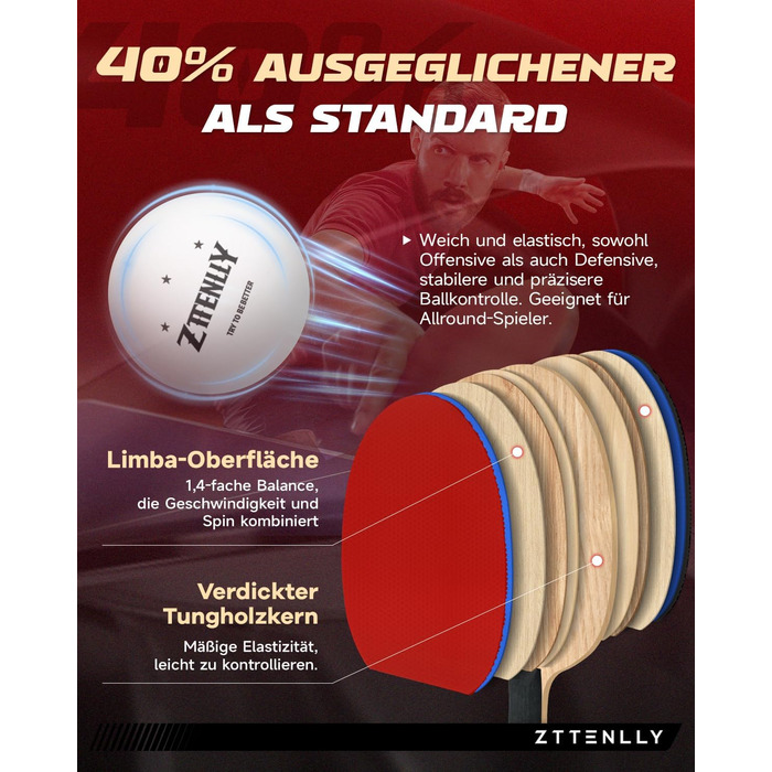 Набір ракетки для настільного тенісу, карбонова технологія, 7 шарів, для професіоналів, захисний чохол