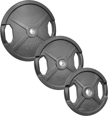 Гумовані млинці POWER-XTREME з ручками, 30/31 мм, 10/15/20 кг, для гантелей і штанг, студійна якість
