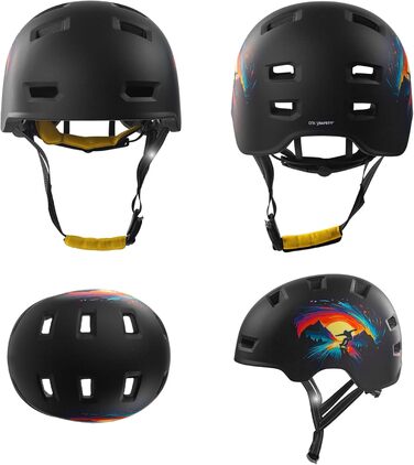 Шолом Crazy Safety Rampage Orange Schlange для велосипеда, скейтборду, роликів і BMX, для чоловіків, жінок і дітей, розмір M (54-57 см), регульований захисний шолом для скейтерів і велосипедистів