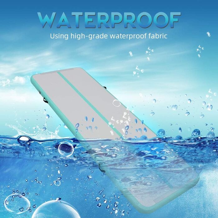 Надувна гімнастична мат Air Turn Track Matte 2-6м, 300x100x10см, з насосом та сумкою, для йоги, фітнесу, чеерлідингу, м'ятно-зелений