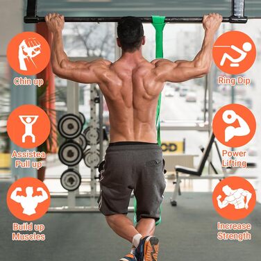 Набір еластичних стрічок для фітнесу з 4 рівнями опору, дверний анкер, 2 ручки та сумка для зберігання - для підтягувань, йоги, розтяжки, силових тренувань та покращення мобільності (з інструкцією)