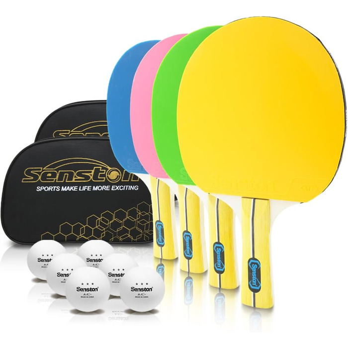 Набір столів тенісних ракеток Senston (4 шт.) – Яскраві варіанти для розваг та сімейного відпочинку | Ідеальний набір для підлітків та дорослих!