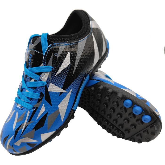 Дитячі футбольні бутси Kinder для штучного покриття, з шнурівкою, для тренувань та занять спортом на відкритому повітрі, розмір 30-40 (40 EU), блакитні