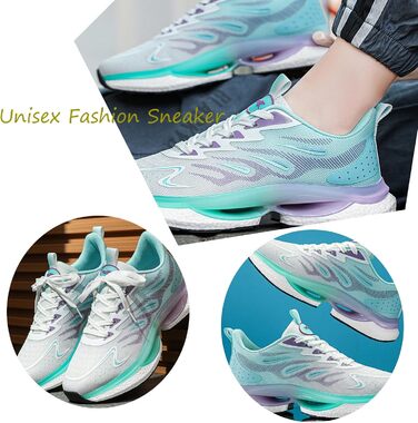 Спортивне взуття для жінок та чоловіків: кросівки для бігу, фітнесу, прогулянок та активного відпочинку. Розміри 35-45 EU (44 EU, блакитний, зелений, білий)