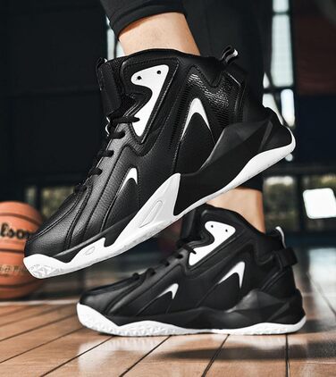 Чоловічі баскетбольні кросівки для занять спортом, дитячі кросівки, кросівки для залу та вулиці, бігові кросівки (47 EU, Чорний) 47 EU Чорний