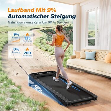MERACH Walking Pad - біговий килимок для дому та офісу, автоматична нахил 9%, швидкість 1-6 км/год, потужність 2.5PS, підходить для ваги до 120 кг, керування через додаток та пульт, чорний