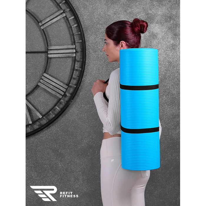 Килимок для йоги та пілатесу Gymnastikmatte Profi 190x60 см, 10-15 мм, NBR, з ременем та сумкою - антиковзкий килимок для спорту