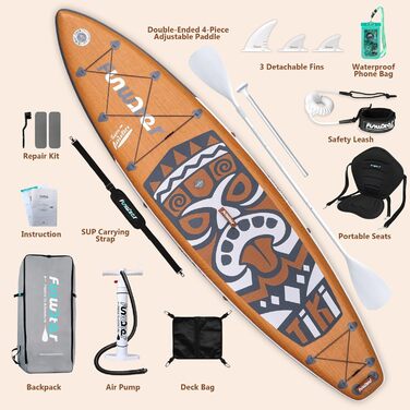 Надувна SUP-дошка FunWater 350 см з сидінням, подвійне весло і насос, дошка для сапсерфінгу для дорослих