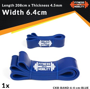 Професійна латексна фітнес-стрічка CKB LTD® 6.4 см, синя, 60-150 фунтів для тренувань, бодібілдингу, йоги, кросфіту, підтягувань і каллістеніки, універсальна для чоловіків і жінок