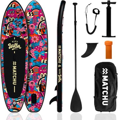 Надувний SUP-борд MATCHU Limited Edition з сертифікатом та комплектом. Розмір 320x81x15 см, вантажопідйомність 150 кг. Art Collection (YeYe Weller Collection)