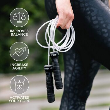 Скакалка Sweat Performance 3 м, регульована довжина, для фітнесу та швидкісних тренувань, з сітчастою сумкою та додатковим тросом