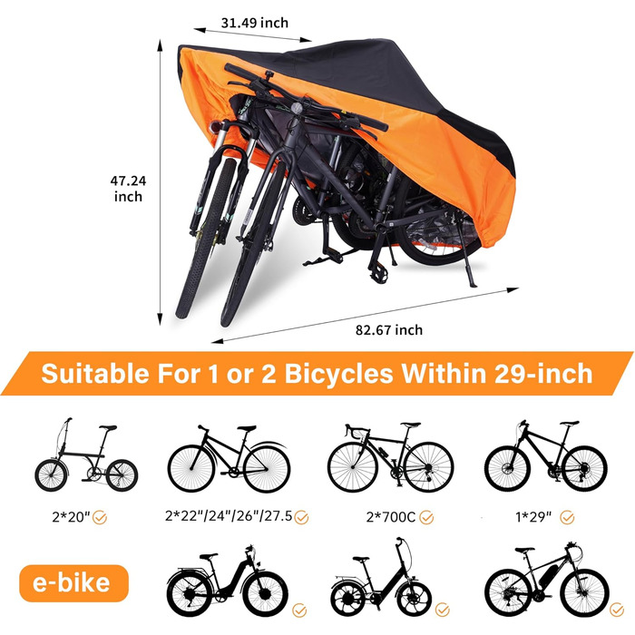 Водонепроникний чохол для велосипеда на 1 або 2 велосипеда – Heavy Duty 420D захист від дощу, сонця, пилу та вітру. Підходить для електровелосипедів, гірських та шосейних велосипедів