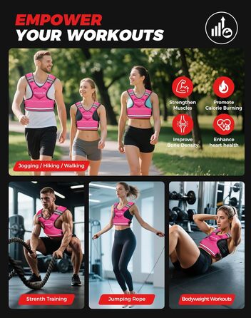 Вага для тренувань BAGAIL: регульована вага, знімні мішки з піском, підходить для чоловіків та жінок, ідеальна для фітнесу та аеробіки (Рожева, 5.5-8.2 кг)