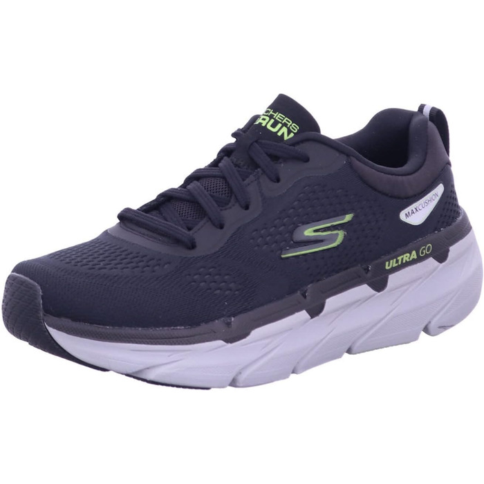 Чоловічі кросівки для бігу Skechers Max Cushioning Delta, чорний та лаймовий, розмір 45 EU, тканина
