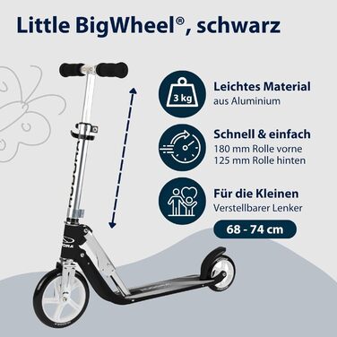 Дитячий алюмінієвий самокат HUDORA Little BigWheel, складаний, регульований, великі колеса, до 100 кг, від 3 років