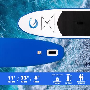Надувна SUP-дошка FunWater з регульованим веслом, насосом, антиковзаючим EVA покриттям та страховочним шнуром для дорослих NEW SMILE
