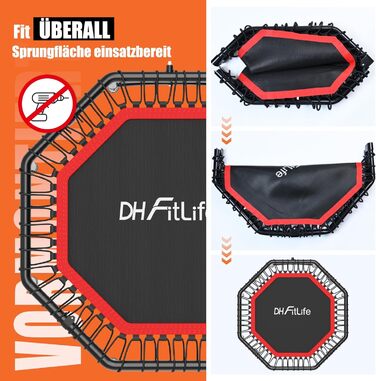 Трамплін для фітнесу DH FitLife, Ø121 см, 150 кг, з регульованими ручками | Для дітей та дорослих
