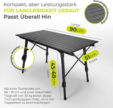 Складний кемпінговий стіл Multifunktionstisch 90x51 см з сумкою, до 30 кг