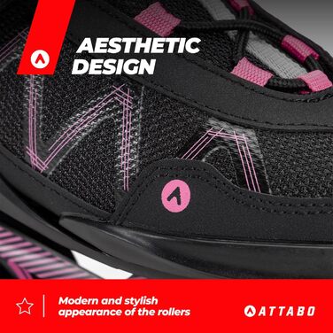 Ковзани жіночі ATTABO Bliss, 37-42 EU, регульовані, з алюмінієвою пластиною та колесами 80 мм, PU-підшипники ABEC-7