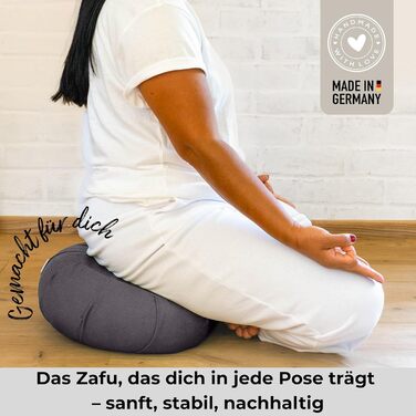 Зразок для медитації Zafu | Йога подушка з еко-дзержинського наповнювача | Подушка для медитації напі月 | Зроблено в Німеччині | Зручна подушка для медитації | Наволочка з 100% органічної бавовни (Антрацит)